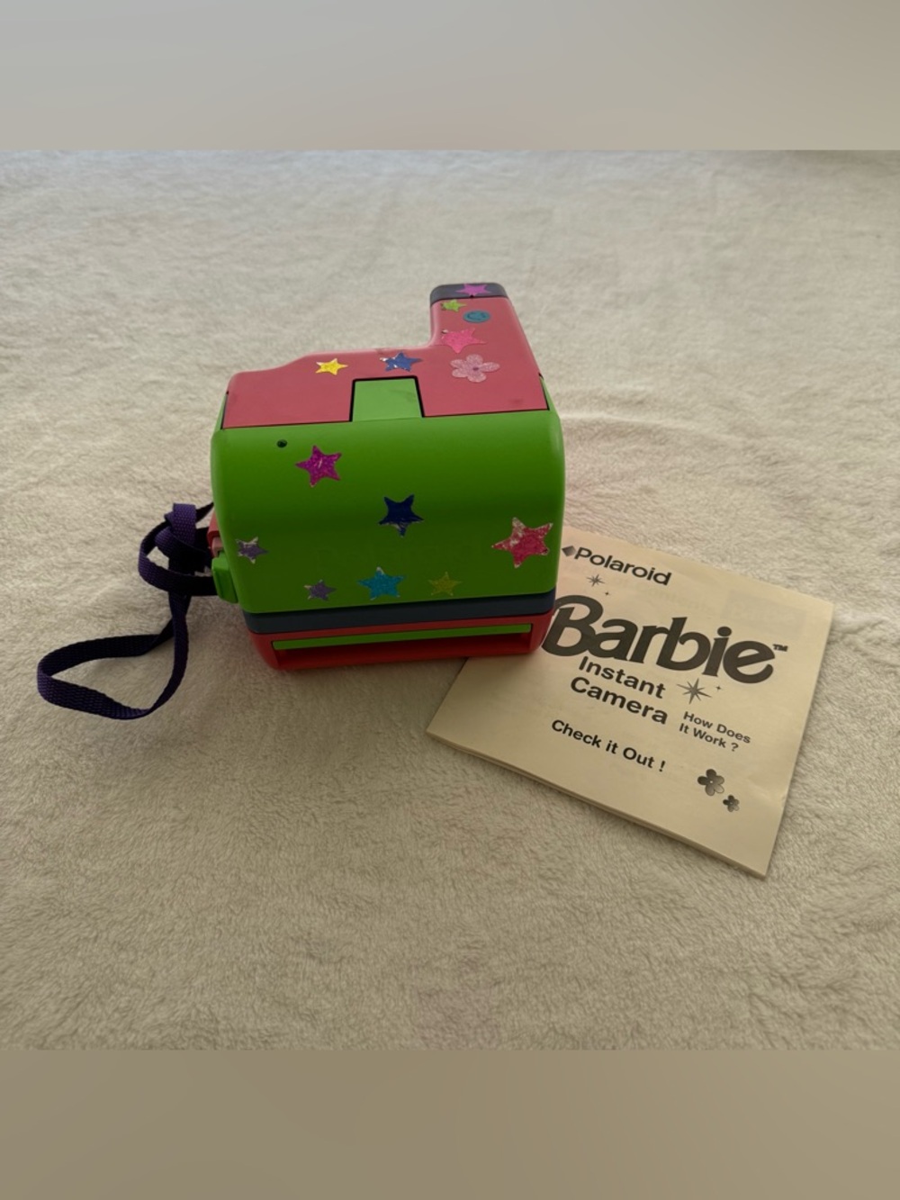 Vintage Mattel 98 Barbie Polaroid Instant 600 Camera With Strap Tested Working - Picture 9 of 9